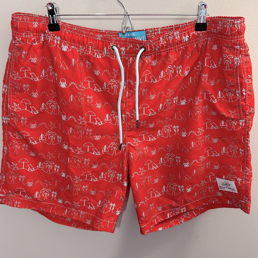 Beach‎ Bros Mens Beach Swim Trunks Hawaiian Tropical Size XXL Nautical Ocean